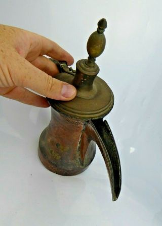 A Fine Antique Dallah Coffee Pot Copper Engraved Oman Nizwa Islamic Bedouin RARE 12