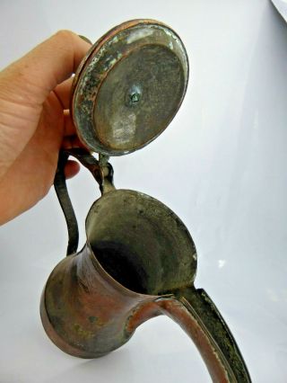 A Fine Antique Dallah Coffee Pot Copper Engraved Oman Nizwa Islamic Bedouin RARE 9