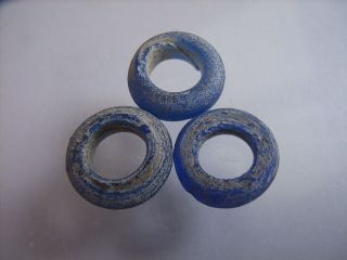3 Ancient Celtic Glass Beads,  Celts Very Rare Top