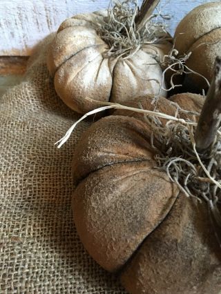 Primitive White Grungy PUmpkin Fall Halloween bowl fillers FArmhouse ornies 3