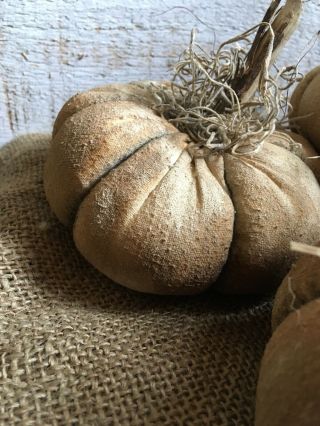 Primitive White Grungy PUmpkin Fall Halloween bowl fillers FArmhouse ornies 6