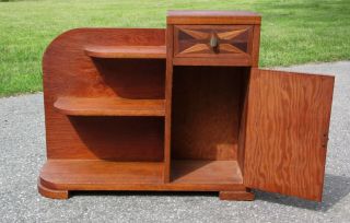 Antique Art Deco Style Hand Crafted Entry Stand Cabinet Bookcase Shelves 10