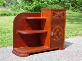 Antique Art Deco Style Hand Crafted Entry Stand Cabinet Bookcase Shelves 12