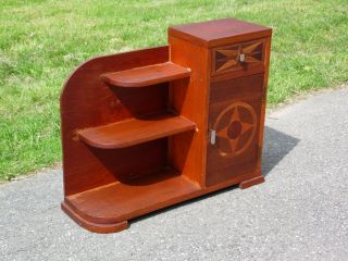 Antique Art Deco Style Hand Crafted Entry Stand Cabinet Bookcase Shelves 2