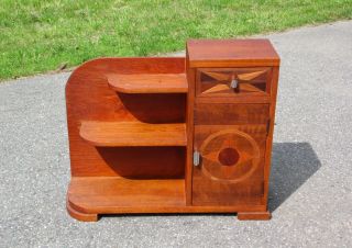 Antique Art Deco Style Hand Crafted Entry Stand Cabinet Bookcase Shelves 3