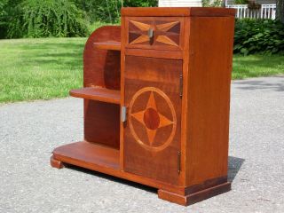 Antique Art Deco Style Hand Crafted Entry Stand Cabinet Bookcase Shelves 4