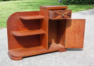 Antique Art Deco Style Hand Crafted Entry Stand Cabinet Bookcase Shelves 5