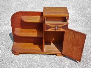 Antique Art Deco Style Hand Crafted Entry Stand Cabinet Bookcase Shelves 6