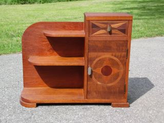 Antique Art Deco Style Hand Crafted Entry Stand Cabinet Bookcase Shelves 8