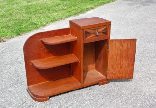 Antique Art Deco Style Hand Crafted Entry Stand Cabinet Bookcase Shelves 9