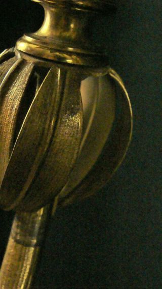 Pr Large Antique Gilt Brass Tole Newel Post or Sconce Candelabra Lamp Parts 12