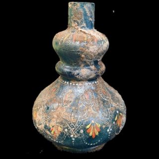 Rare Large Ancient Roman Turquoise Glass Vessel 1st Century A.  D.  (17)