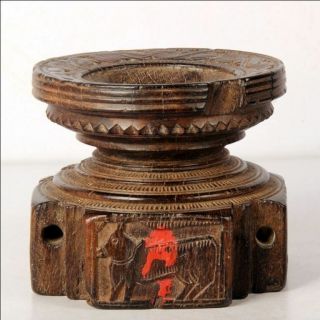 Antique Hand Carved Wooden Agricultural Use Seeds Holder/grain Filter India
