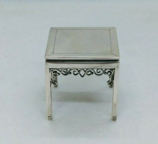 Antique Chinese Export Silver Miniature Table,  Hc,  China Late 19th/early 20th C.