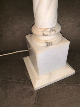 vintage carved white solid alabaster marble brass electric table lamps 5