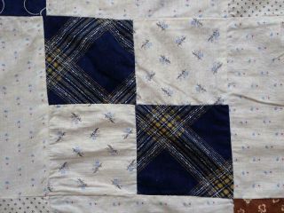 c1880 - 1910 Antique Four Patch Quilt Top SWEET Shirting Prints 76 