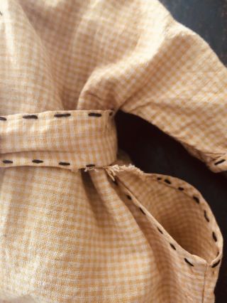 Primitive Cloth Rag Doll In Early Gingham Pumpkin 3