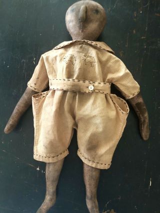 Primitive Cloth Rag Doll In Early Gingham Pumpkin 4