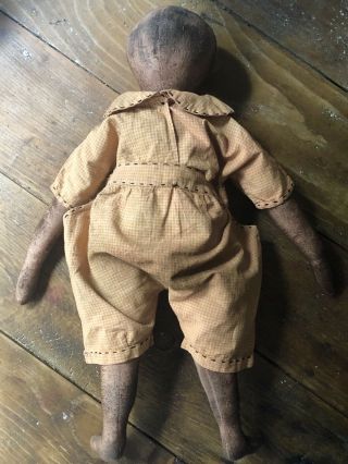 Primitive Cloth Rag Doll In Early Gingham Pumpkin 6