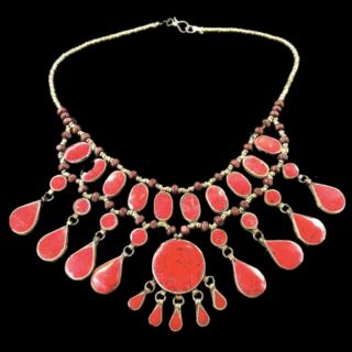 Rare Ancient Red Stone Pendant Necklace 300 B.  C 32 Stones (6)