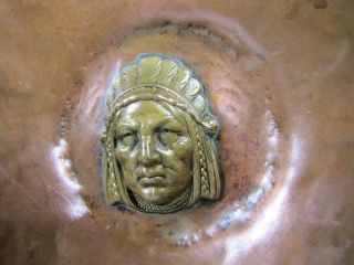 Antique Arts & Crafts Hammered Copper Native American Indian Tray Ashtray 4