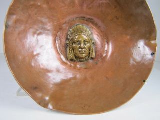 Antique Arts & Crafts Hammered Copper Native American Indian Tray Ashtray 7