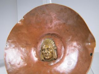 Antique Arts & Crafts Hammered Copper Native American Indian Tray Ashtray 8