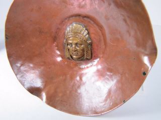 Antique Arts & Crafts Hammered Copper Native American Indian Tray Ashtray 9