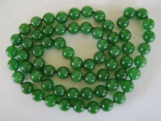 MOST ANTIQUE CHINESE CAVRED LARGE SIZE JADE BEAD NECKLACE 2