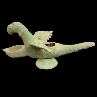 RARE ANCIENT LIFE SIZED ROMAN BRONZE BIRD LAMP - 200 - 400 2