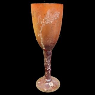 Rare Large Ancient Roman Orange Glass Vessel 1st Century A.  D.  (13)