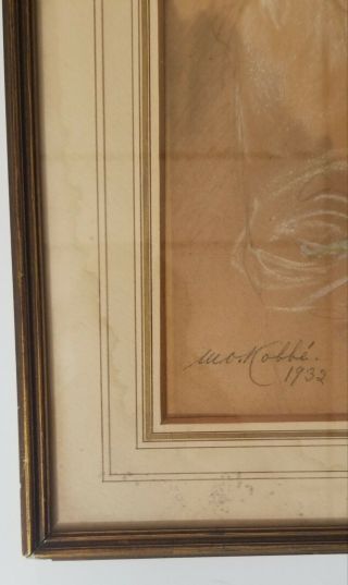 Antique MARRIE OLGA KOBBE - PASTEL ON PAPER OF BOY - Signed 1932 6