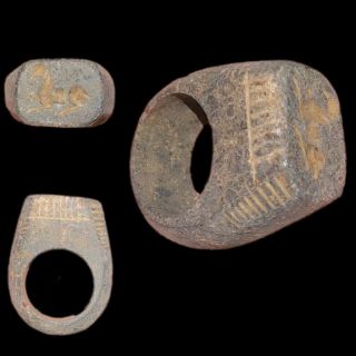 Ancient Gandhara Stone Intaglio Seal Ring,  300 Bc (1)