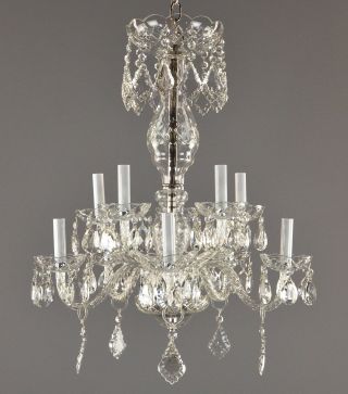 Italian Crystal French Style Chandelier C1950 Vintage Antique Silver Glass