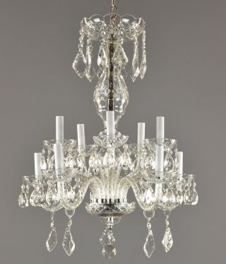 Italian Crystal French Style Chandelier c1950 Vintage Antique Silver Glass 2
