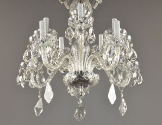 Italian Crystal French Style Chandelier c1950 Vintage Antique Silver Glass 3