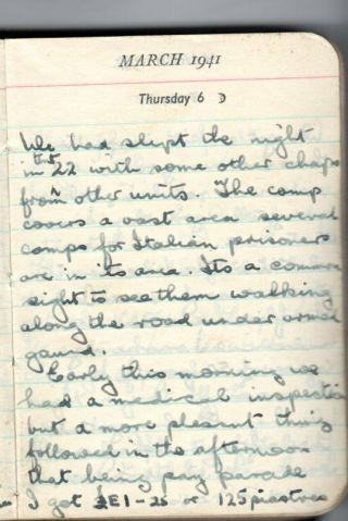 1941 Handwritten British Army Soldier ' s Diary Africa POW Camp Albert Hill Putney 7
