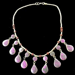 Rare Ancient Purple Stone Pendant Necklace 300 B.  C 18 Stones (4)