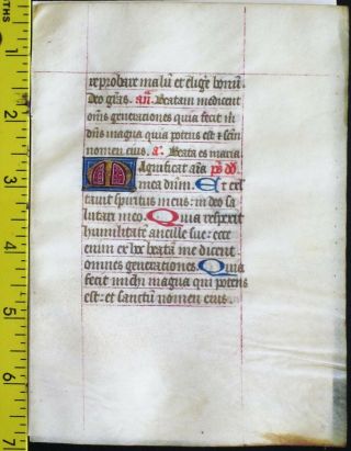 Medieval Manuscript Lf,  Boh,  Gold Initials&,  Magnificat,  Mary 