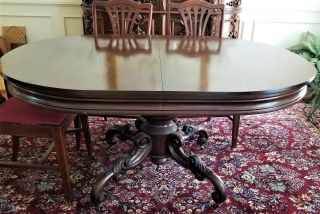 Dining Table,  Mallard Style,  Vintage Victorian Style,  Mahogany,  46w,  One Leaf