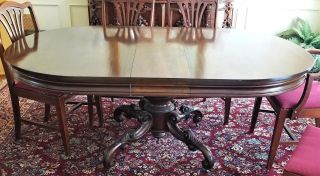 Dining Table,  Mallard style,  vintage Victorian style,  mahogany,  46w,  one leaf 5
