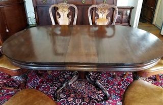 Dining Table,  Mallard style,  vintage Victorian style,  mahogany,  46w,  one leaf 6