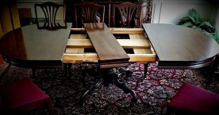 Dining Table,  Mallard style,  vintage Victorian style,  mahogany,  46w,  one leaf 7