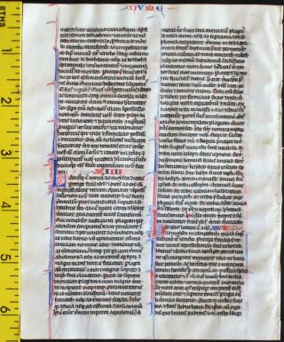 Early Ca.  1250 Bible Manuscript Leaf In Latin On Very Fine Vellum,  Numbers 32 - 35