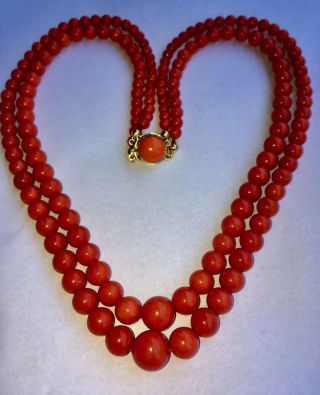 Antique Old Natural Red Coral Necklace 333 Gold Clasp Other Turqoise Jewelry Sal
