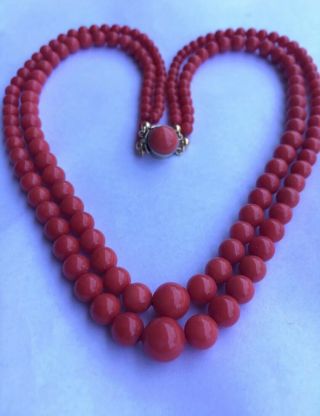 Antique old natural red coral necklace 333 gold clasp other turqoise jewelry sal 5