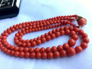 Antique old natural red coral necklace 333 gold clasp other turqoise jewelry sal 6