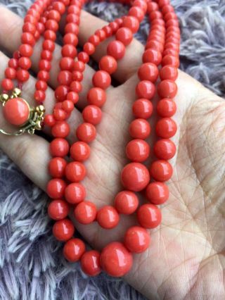 Antique old natural red coral necklace 333 gold clasp other turqoise jewelry sal 7