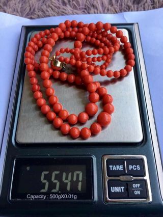 Antique old natural red coral necklace 333 gold clasp other turqoise jewelry sal 9