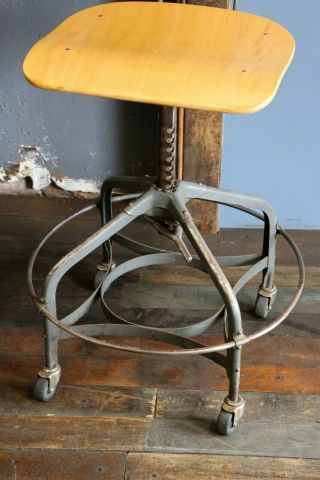 Vintage Industrial Toledo UHL Drafting Stool Machine Age Chair Workbench table 6